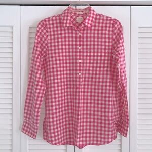 J.Crew Women’s Fuchsia Pink and White Gingham Check Shirt Pullover Size XS